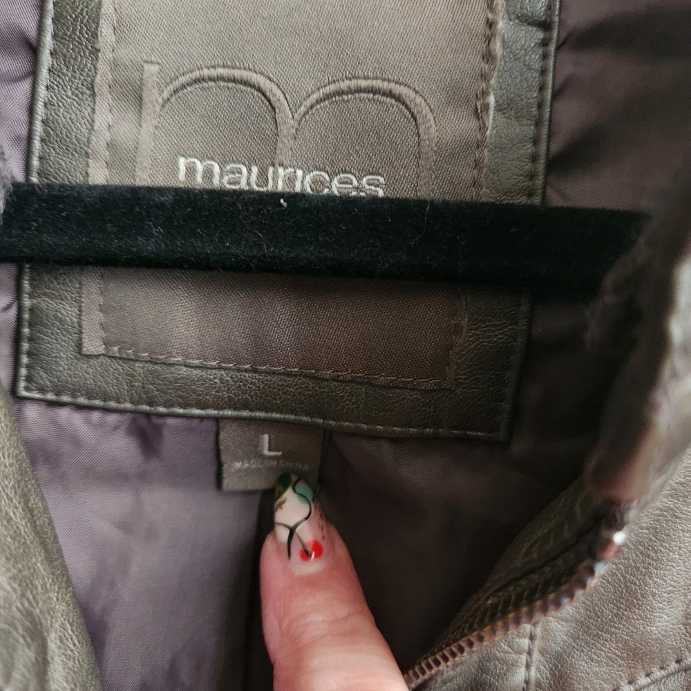 maurices- faux leather jacket w/ knit hood - Picture 4 of 6